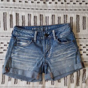 American Eagle AE cuffed denim midi shorts
